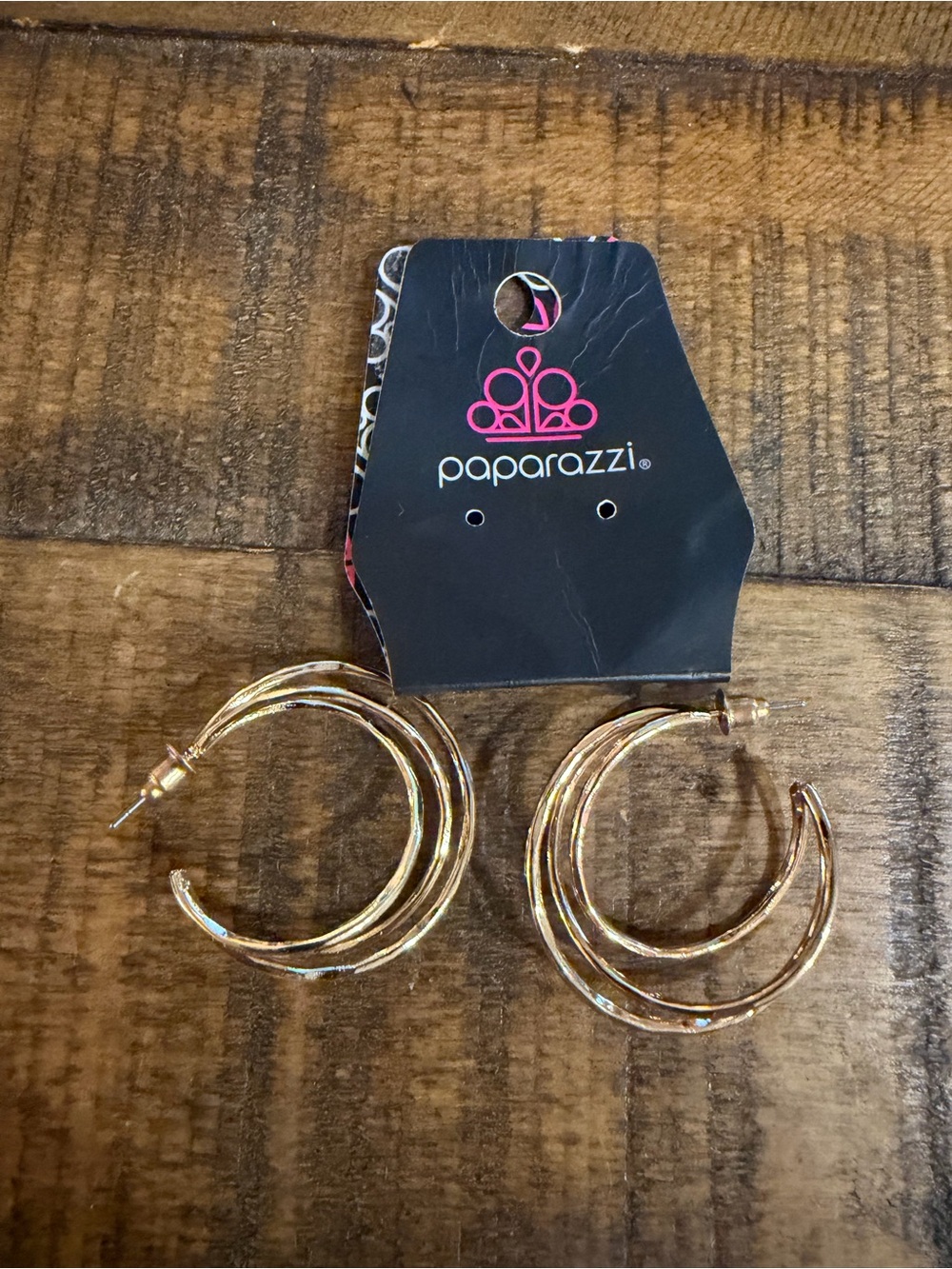 Paparazzi Gold Triple Hoop Earrings - Women Jewelry
